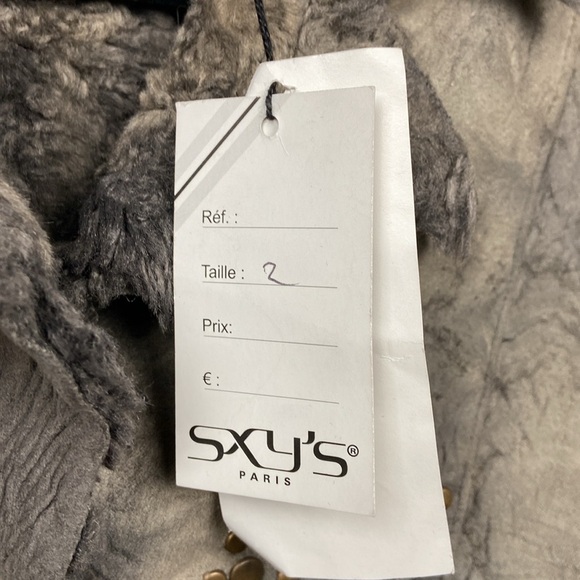 NWT SXY'S Paris Faux Leather Faux Fur‎ Women's Jacket Size 2 Grey Rocker Hippie - Picture 4 of 13